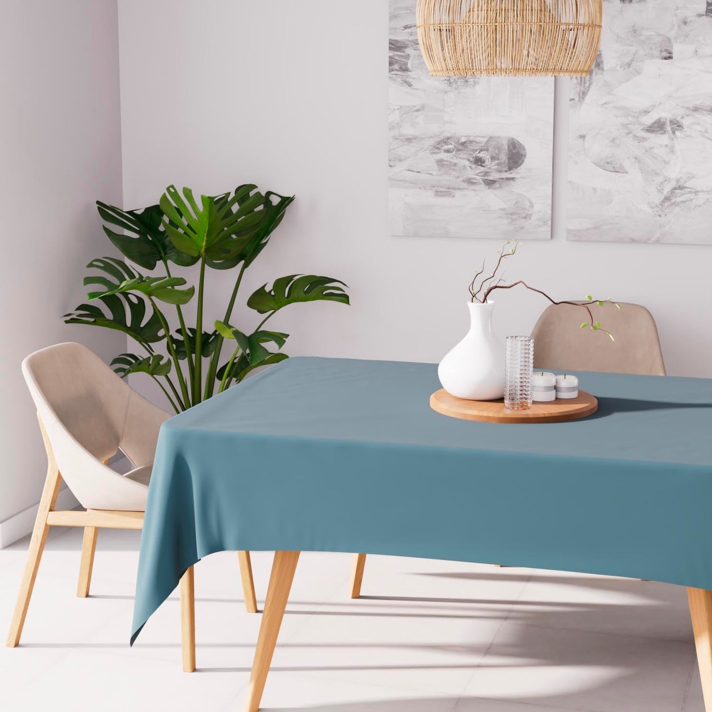 Soleil d'ocre Alix Nappe, Blau, 140 x 240 cm