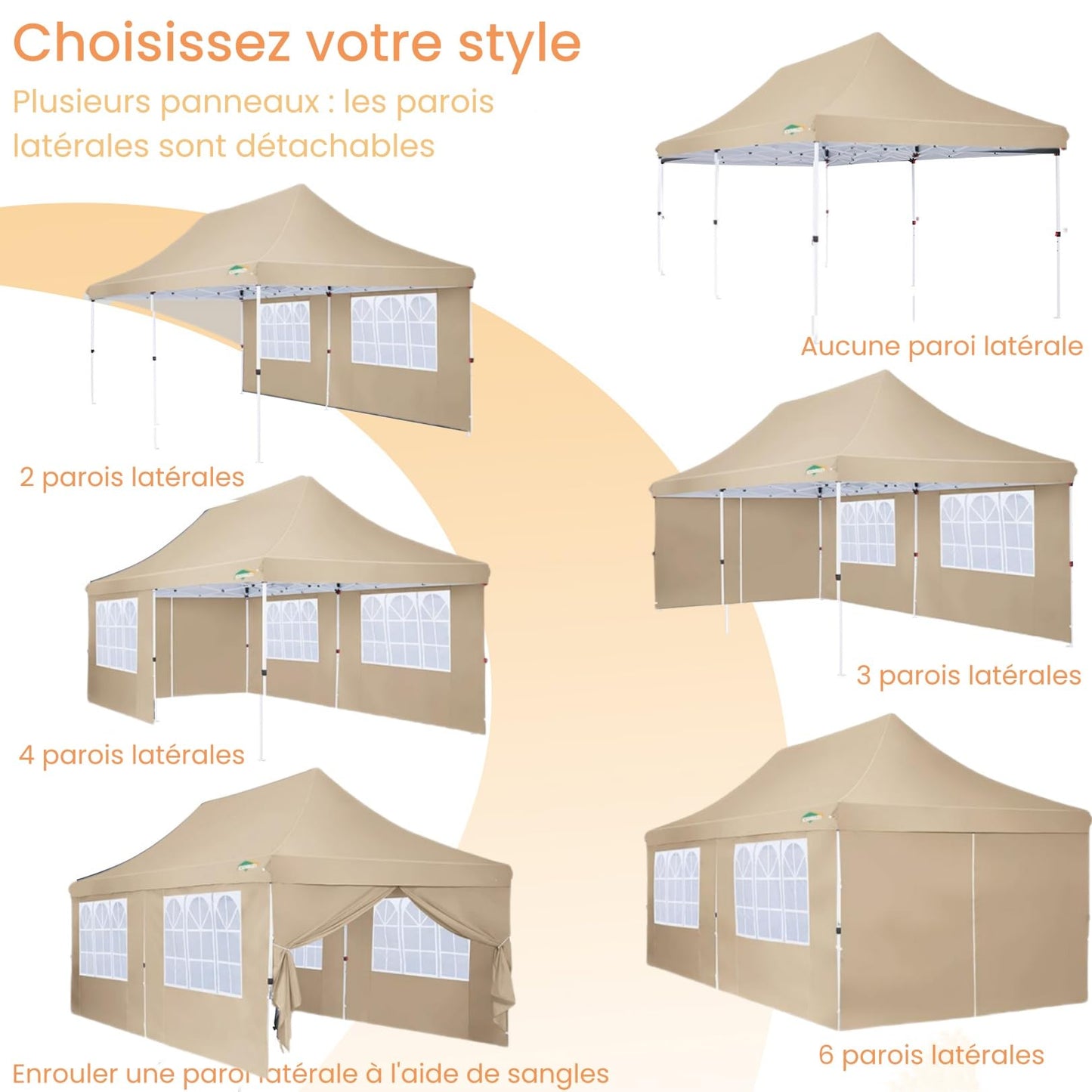 COBIZI Pavillon 3x6,Faltpavillon 3x6 Wasserdicht Stabil, Partyzelt mit 6 Seitenwänden, Upgrade-Hochdach und Tragetasche, Outdoor Pop Up Gartenpavillon für Fest, Hochzeit, Picknick, Markt, UV 50+
