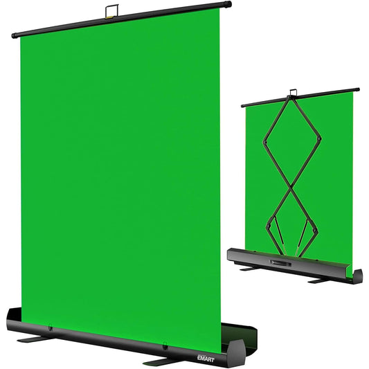 EMART Green Screen 165x220cm, Roll-up Panel Greenscreen Fotohintergrund, Grüner Foto Hintergrund mit Ständer für Fotostudio, Streaming, Videokonferenzen, TikTok, Zoom