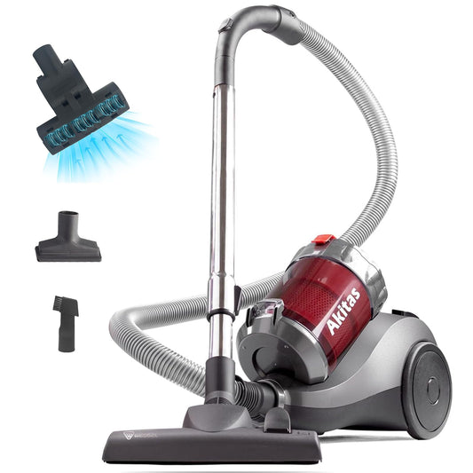 Akitas 800W Leistungsstarker beutelloser Zylinderstaubsaugerstaubsauger,Düsenkopf Hartbodenteppich Turbo PetHair Tool