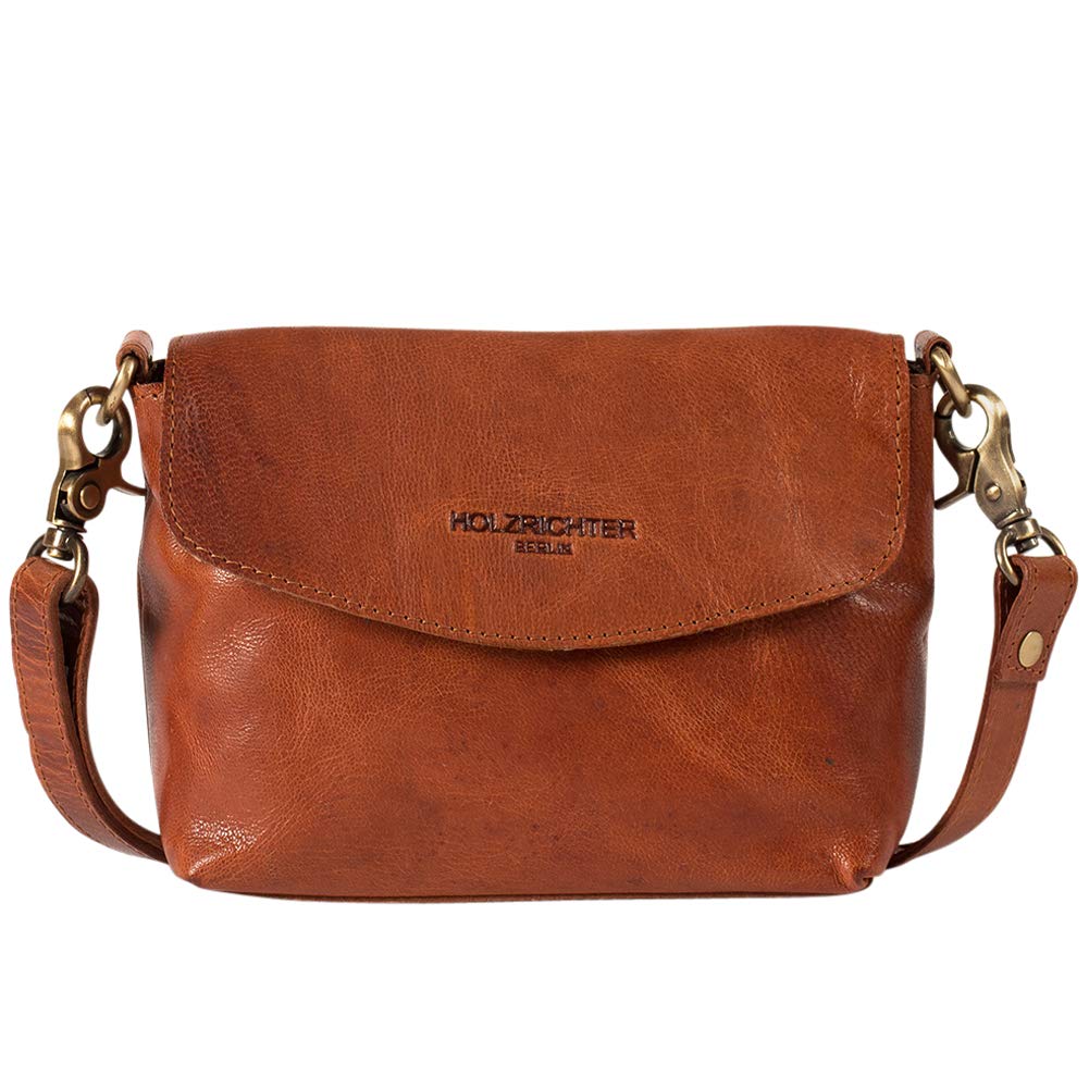 Holzrichter Berlin Umhängetasche No 1-1 (S) cognac-braun - Kleine Handtasche für Damen handgefertigt aus Premium-Leder…