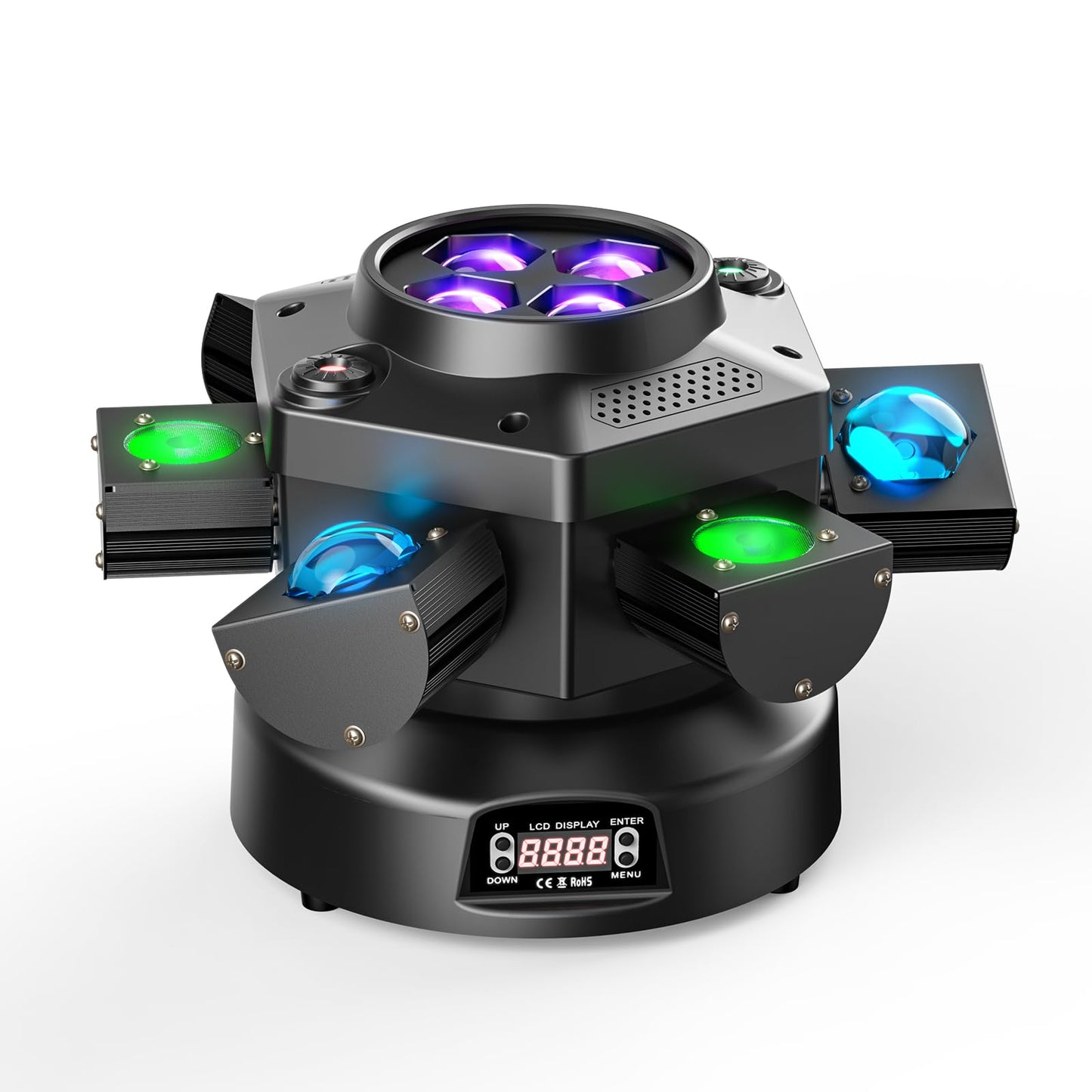 180W Moving Head LED RGBW Partylicht LED Strahler Bühnenlicht dmx512 Soundaktivierter Lichteffekt mit 6 Lichtarmen für DJ Bar Geburtstag Disco Hochzeit Scheinwerfer