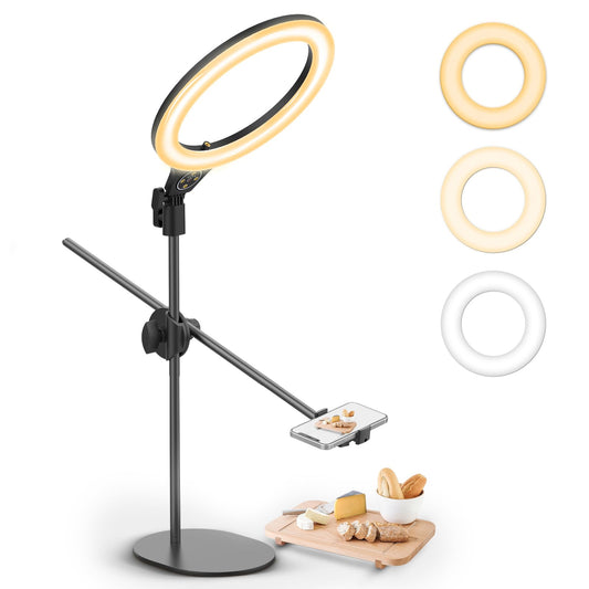 Handy Stativ mit Ringlicht,ULANZI Ringlicht mit Stativ Handy, 3500k-6500K Dimmbar,10 Zoll Ringlicht Handy für Beauty Makeup,Videoaufnahmen,Streaming