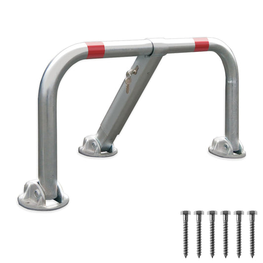 ATTAS Parkbügel, ARS480 Parkplatzsperre klappbar mit integriertem Schloss inkl. Schlüssel (Profilzylinder PZ), Parkplatzsicherung Sperrbügel Parkplatz Absperrung