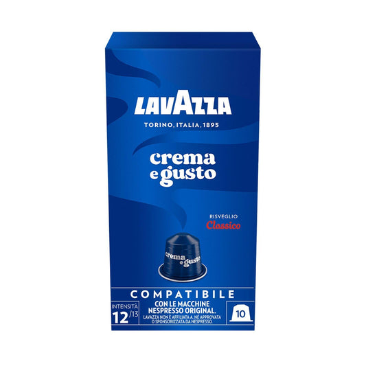 Lavazza Crema e Gusto, Arabica und Robusta, zart geröstet, Aluminiumkapseln, Nespresso-kompatibel, CO2-neutral, 1 Packung mit 10 Kapseln