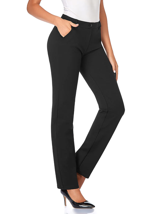 Tapata Damen 71cm/76cm/81cm/86cm Gerade Stretch-Hose mit Taschen Für Büro Geschäft Alltag, Tall/Lang/Regulär/Petite Hose 86cm, Schwarz, S