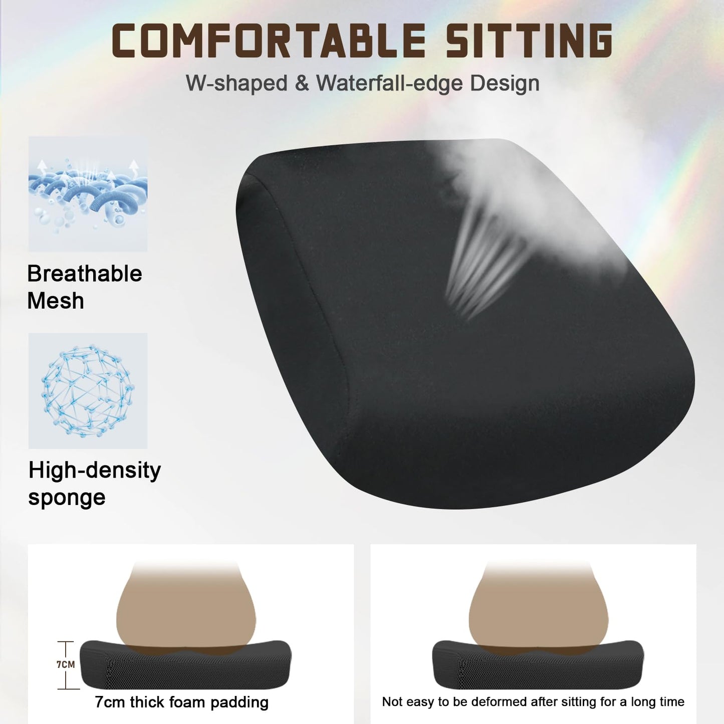 Durrafy Bürostuhl Ergonomisch, Bürostuhl, Schreibtischstuhl mit Verstellbarer Kopfstütze, Armlehnen, Lendenwirbelstütze Höhenverstellbar, 90°-130° Schaukeln, Chefsessel 150KG Belastbar, Schwarz