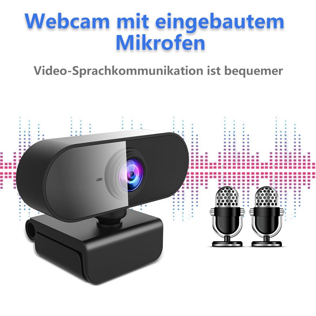 DDKJ Webcam mit Mikrofon,1080P Full HD Kamera PC Laptop,USB Web Cam Plug&Play,Externe Streaming Camera,Mini Facecam Videokonferenz Face Cam für Computer MacBook Microsoft Teams Gaming Meeting Live