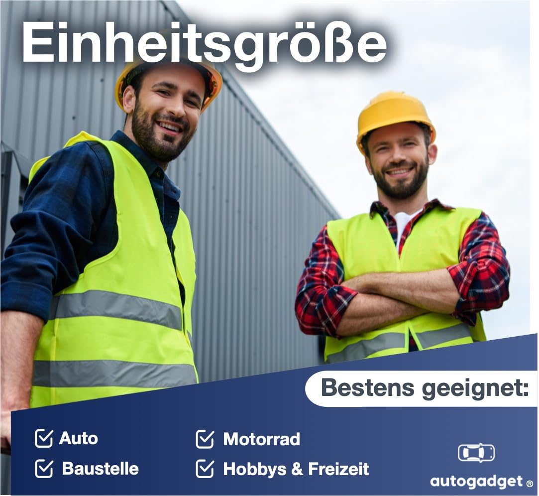 4x Stück Warnwesten Auto gelb 2025 gemäß ISO20471 - PKW & LKW Sicherheitswesten für Sicherheit im StVO - Autozubehör