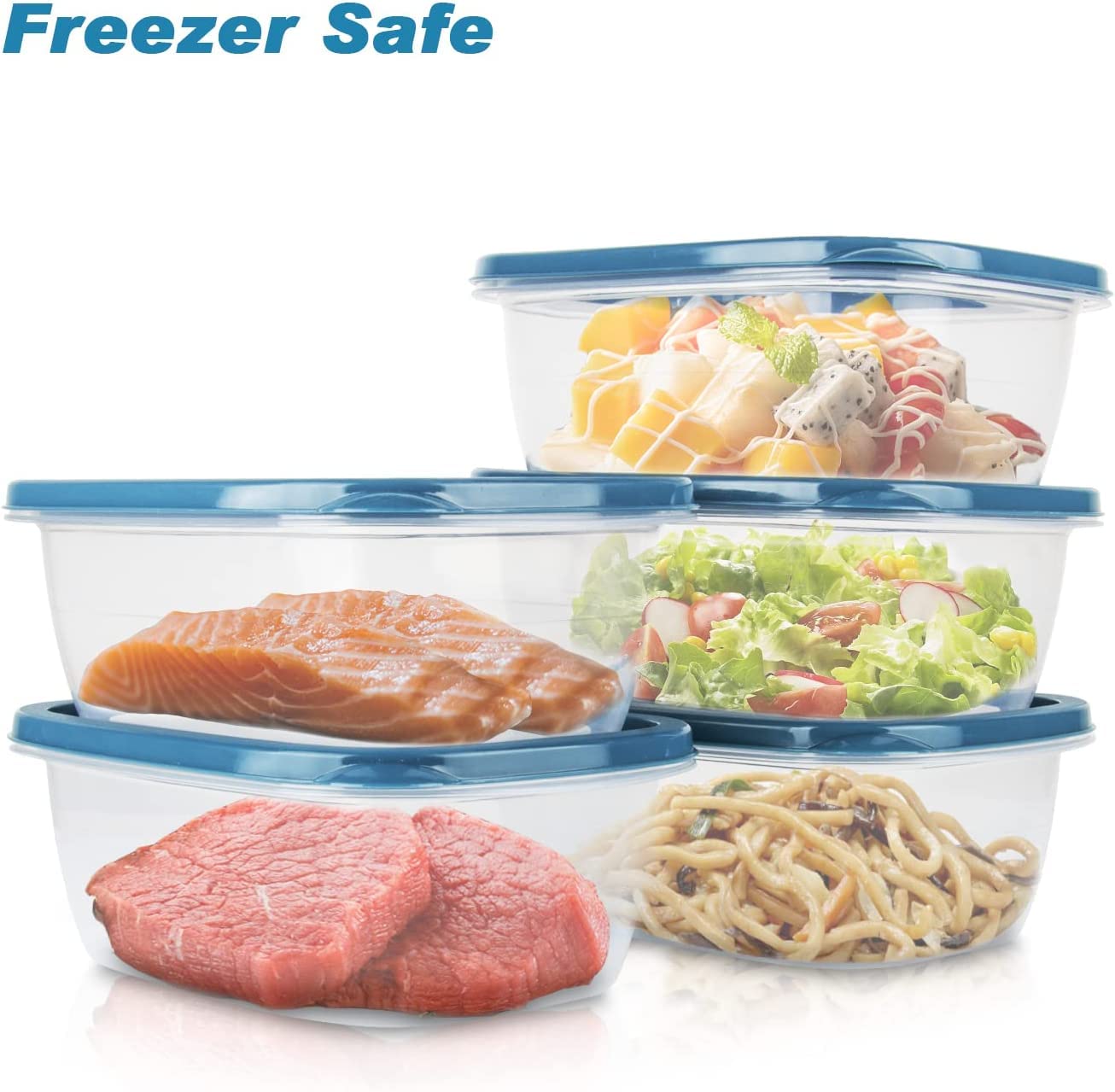 EFISH 10PCS Rechteck Kunststoff Portion Box Sets mit Deckel.Food Aufbewahrungsbox, Behälter, Lebensmittellagerung, Lebensmittelbehälter,500 ML Pro Box.