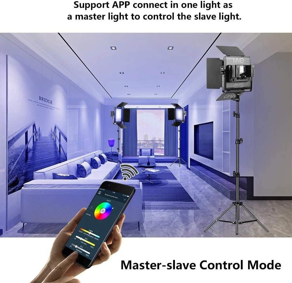 GVM RGB Videolicht mit Stativ, 800D APP-Steuerung Fotografie LED Dauerlicht, Dimmbar 3200K-5600K LED Videobeleuchtung für YouTube Video Fotografie Studioset Streaming Filmlicht Studiolicht videolampe