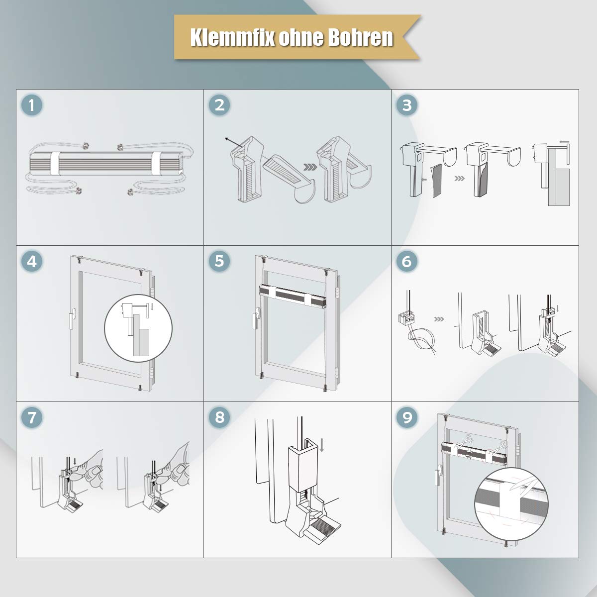Plissee ohne Bohren Klemmfix 80x200cm(BxH) Weiß Jalousie Sonnenschutz Easyfix Faltrollo Lichtdurchlässig Rollo für Fenster & Tür