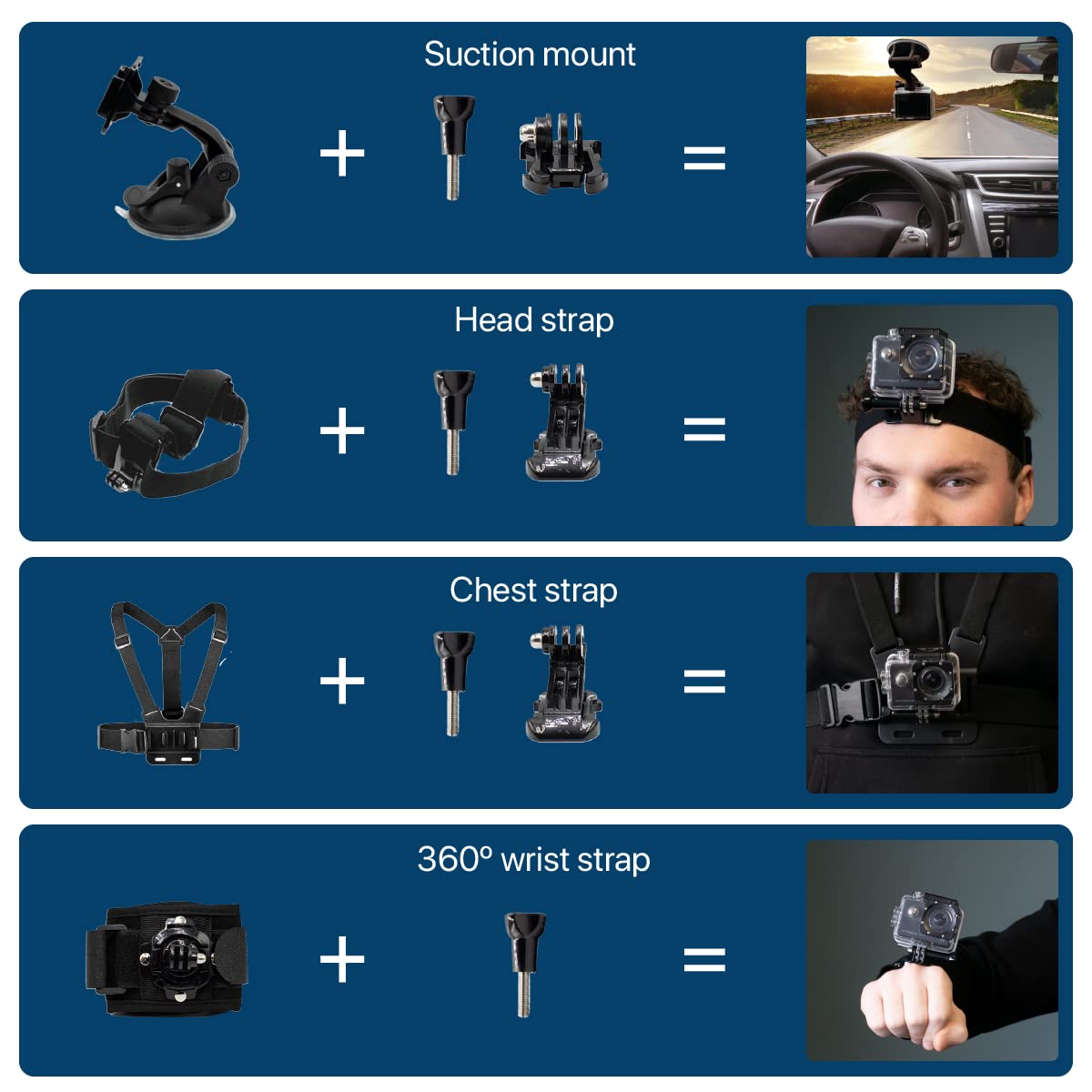 MMOBIEL 50-in-1 Action-Kamera-Zubehör-Kit Kompatibel mit GoPro Hero 11 10 9 8 7 6 5 4, GoPro Max, Fusion, DJI Osmo Action, AKASO, Insta 360, etc. - Inkl. Action Kamera Kopfhalterung, Stativ und mehr