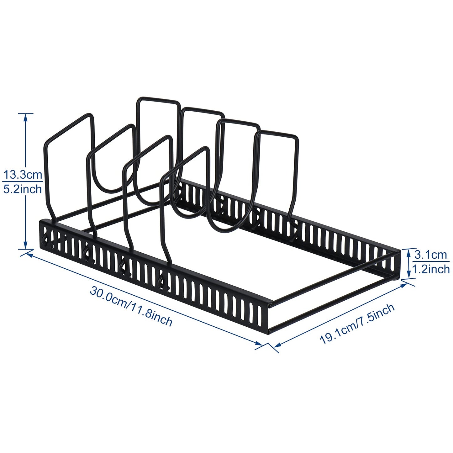 Toplife Topfdeckelhalter, Deckelhalter Schublade für Topfdeckel, Schneidebretter und Pfannen mit 7 verstellbaren Fächern, Topfdeckel Aufbewahrung, Schwarz