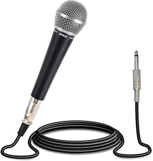 Pyle Karaoke Mikrofon - Gesangsmikrofon, microphone, Dynamisches Mikrofon mit Beweglicher Spule, Unidirektionale Nierencharakteristik, 4,5 Meter langem XLR-auf-6,35mm-Audiokabel für Karaoke Box