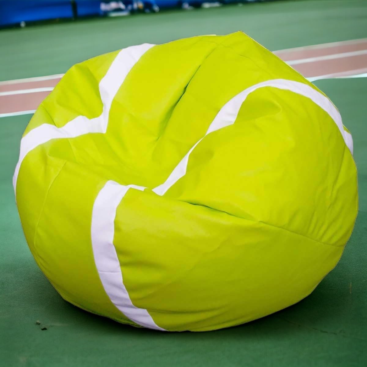 Ecopuf | Sitzsack Fussball in Form eines Tennisballs aus Kunstleder | Sitzsack Sessel | Sitzsack mit Polsterung | Sitzsack mit doppeltem Reißverschluss Dim 105 x 55 cm