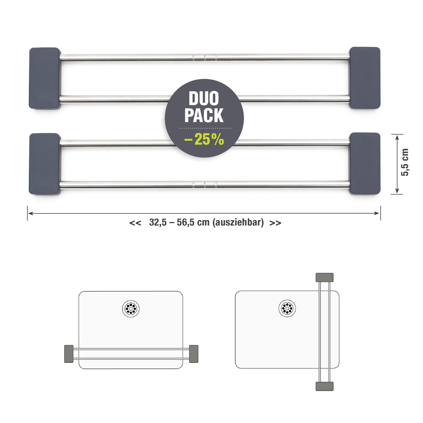Sanni Shoo 2er Set Spüllappenhalter drip.line, Lappenhalter und Abtropfgestell Spüle, Schwammhalter Spülbecken, Küchenhelfer Organizer am Waschbecken Küche, Platzsparendes Küchenutensil