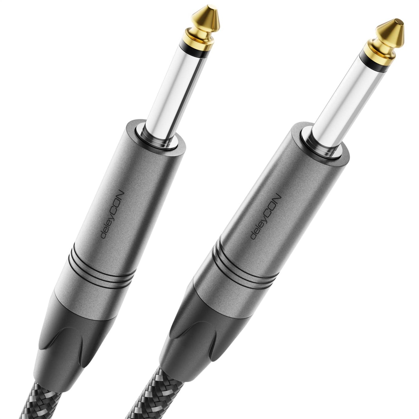 deleyCON 15m Instrumentenkabel 6,35mm auf 6,35mm Klinke Mono AUX - Studio Qualität - aus reinem OFC Kupfer (AWG24) - Klinkenkabel für E-Gitarre Bass Verstärker Mixer Keyboard