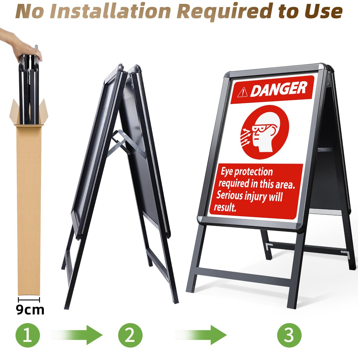 NewZeal Kundenstopper A1 beidseitig Plakatständer, Double Sided Display A-Board Poster Stand Sign Holder for Advertising, Black Coated Steel Metal Boards