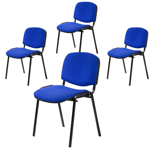 Topsit 4er-Set Stapelbare Wartezimmerstühle Blau mit Polsterung und Metallrahmen, Ideal für Büro und Rezeption