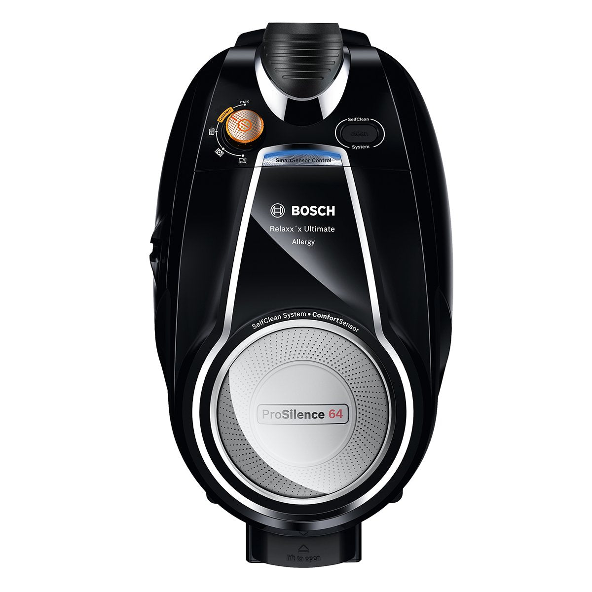 Bosch Staubsauger beutellos ProSilence Serie 8 BGS7MS64, Bodenstaubsauger, leise, Hygiene-Filter, Bodendüse für Parkett, Teppich, Fliesen, Starke Saugleistung, langes Kabel, 800 W, schwarz