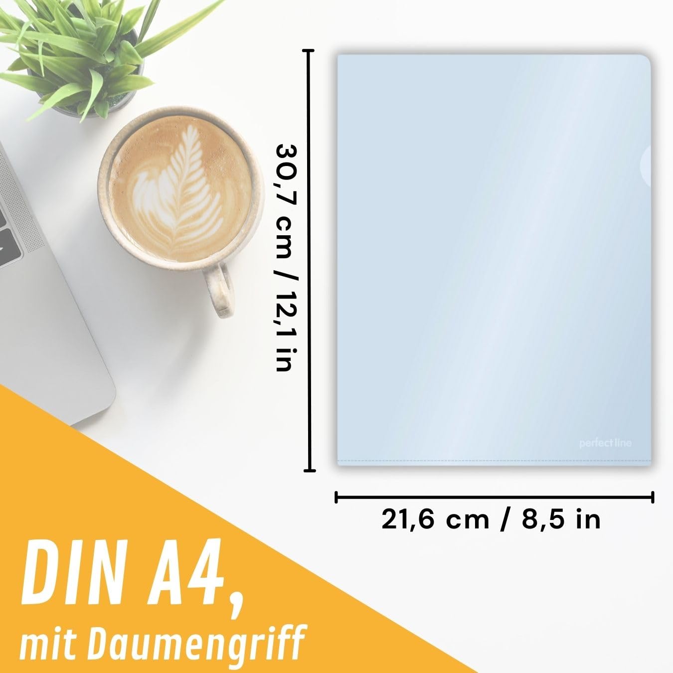 perfect line - 100 Aktenhüllen DIN-A4 - starke 90 my, transparent, genarbt - Top Qualität - dokumentenecht, säurefrei