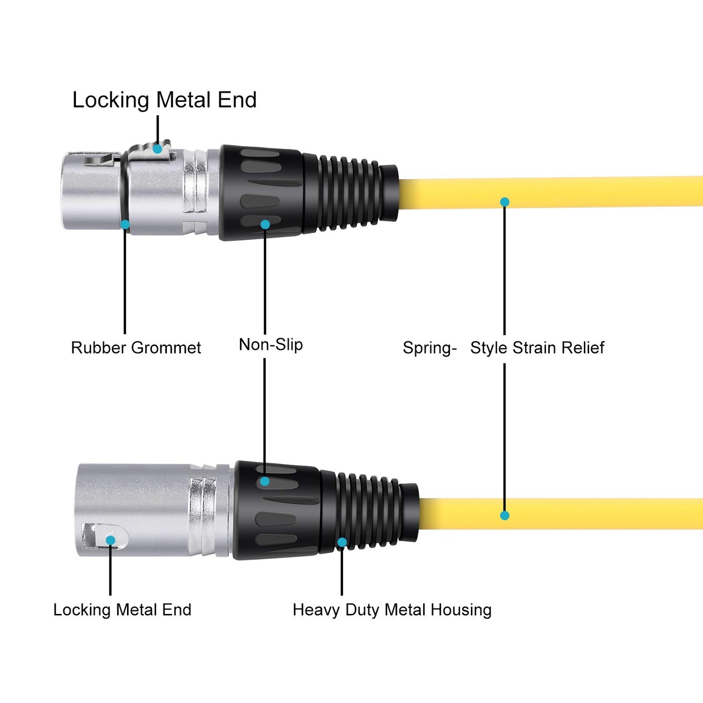 Neewer® 6er Pack 6.5FT / 2M XLR-Stecker auf XLR-Buchse Farbe Mikrofonkabel Gummi versiegelte Verbindungskabel Kabel Ausgewogene Schlangen Kabel (Grün, Blau, Lila, Rot, Gelb und Orange)