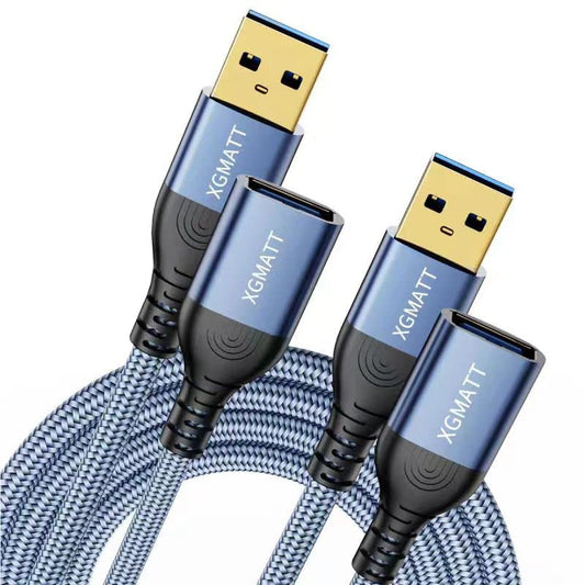 XGMATT Verlängerung Kabel 2 Stück 3M,USB 3.0 Verlängerungskabel A Stecker auf A Buchse mit Nylon Stoffmantel,5Gbps ultraschnelle Übertragung für Kartenlesegerät,Tastatur, Drucker, Scanner, Kamera