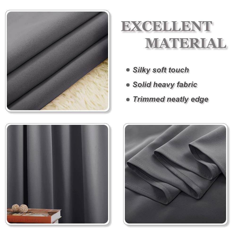 PONY DANCE Thermovorhang Kälteschutz Winter Graue Blickdichte Vorhänge Wärmeisolierend Ösenvorhang 2er Set H 245 x B 140 cm Verdunkelnde Gardinen Wohnzimmer Verdunkelungsvorhang Ösen