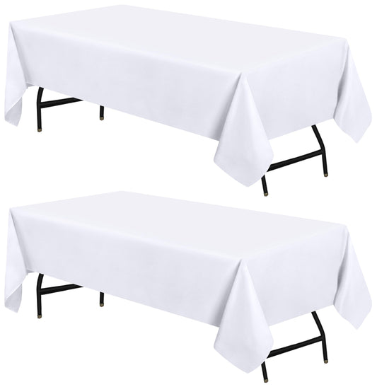 Utopia Kitchen Polyester Tischdecke 110 x 140 cm (2er-Pack, Weiß) Maschinenwaschbare Tischdecke Ideal für Partys, Veranstaltungen, Hochzeiten und Restaurants (44 x 56 Zoll)