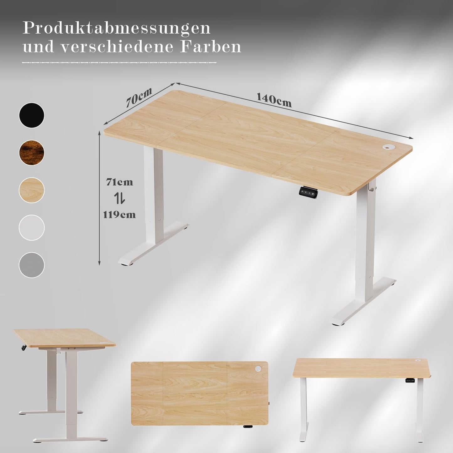 Flamaker Elektrisch Höhenverstellbarer Schreibtisch, 71–119 cm, Beige