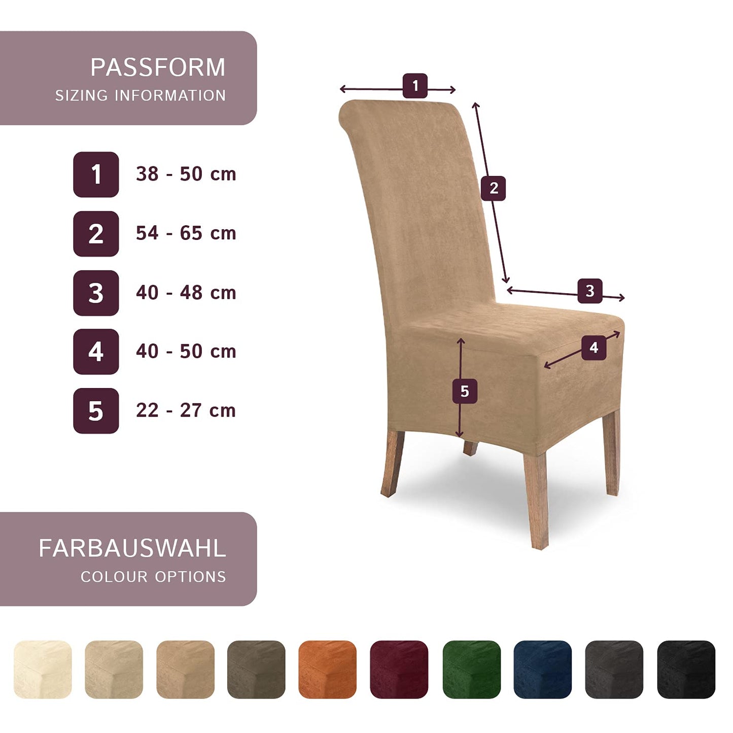 SCHEFFLER-Home Stuhlhussen Leon Beige/elastische Wildleder Hussen für Stühle/robuste Freischwinger Hussen/Stuhlhussen Stretch & Lederoptik/Stuhl Hussen waschbar