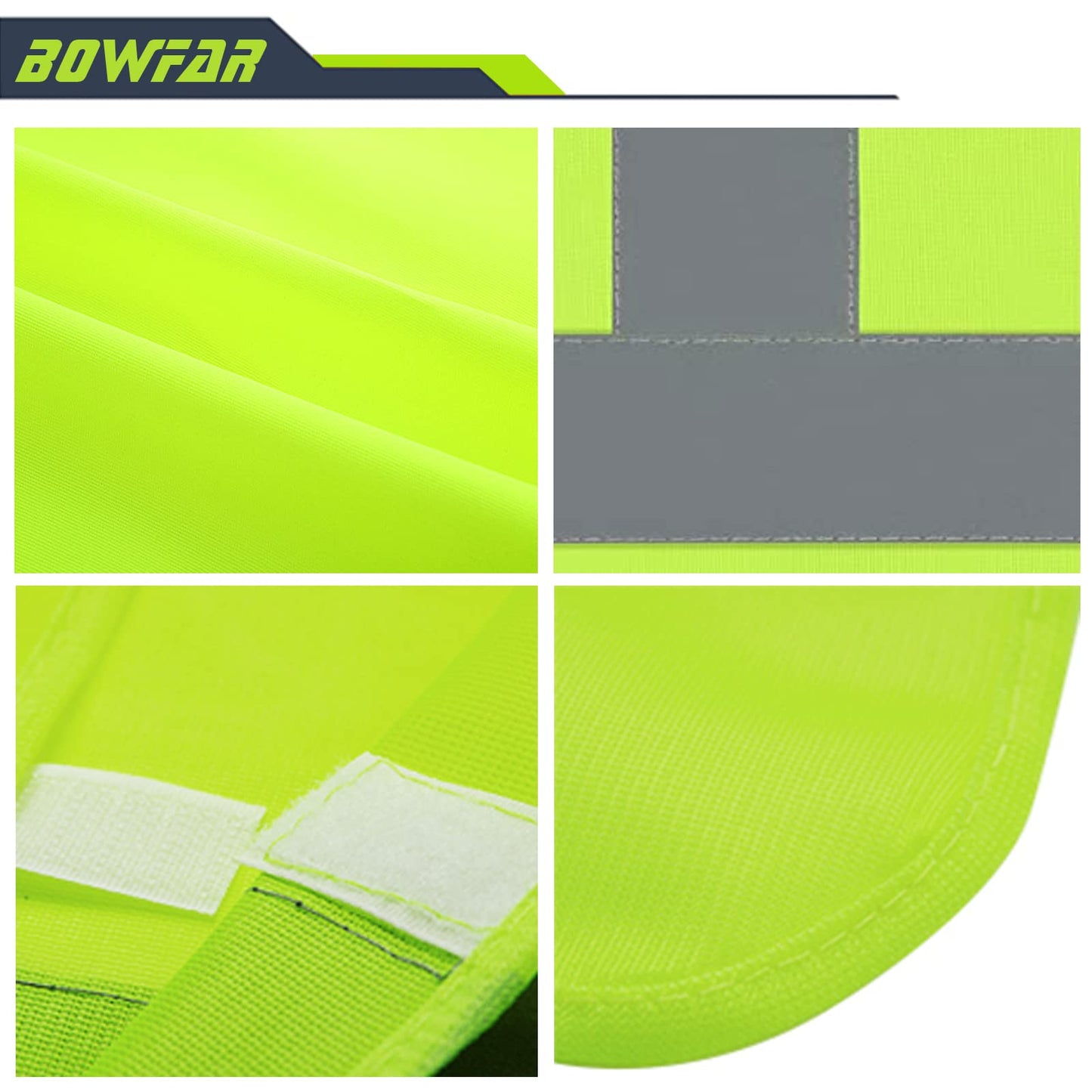 Bowfar 6er Warnwesten Auto EN ISO 20471:2013-Pannenweste Warnweste Gelb 360° Reflektierend Unfallwesten Sicherheitswesten Waschbar Universal Größe Auto, Pkw, LKW…