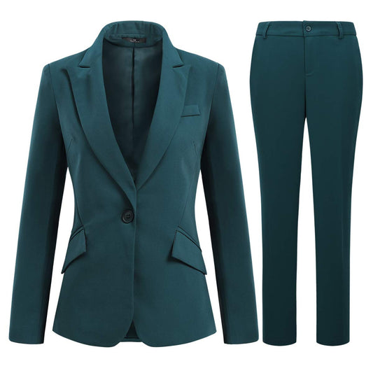YYNUDA Hosenanzug Damen Business Outfit Slim Fit Blazer Elegant mit Anzughose/Rock für Frühling Sommer,Grün+Hosen,M