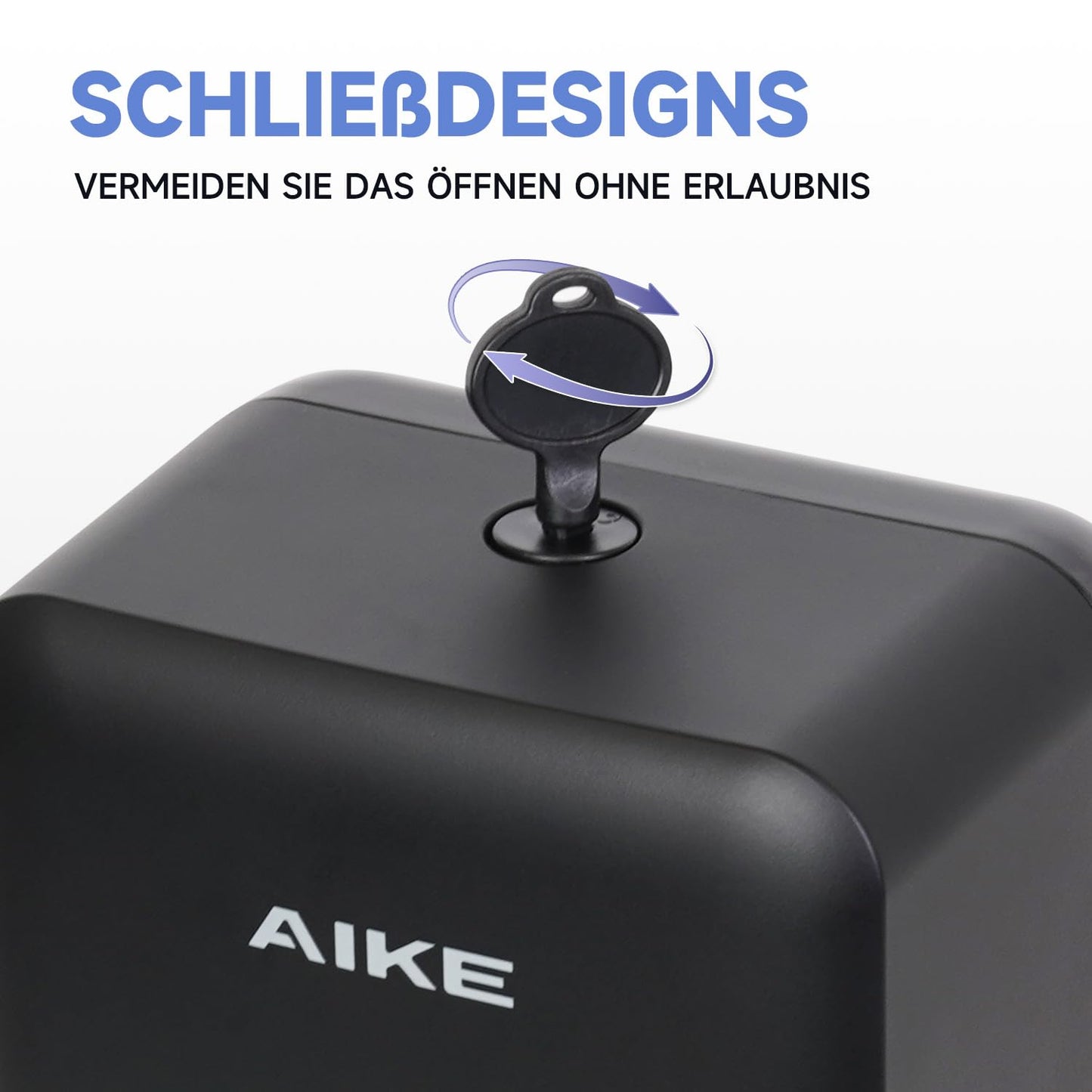 AIKE AK1006 800ML Seifenspender Wandbefestigung Ohne Bohren, Manueller Wandseifenspender aus Kunststoff, Flüssigseifenspender für den öffentlichen Gebrauch, Schwarz Matt