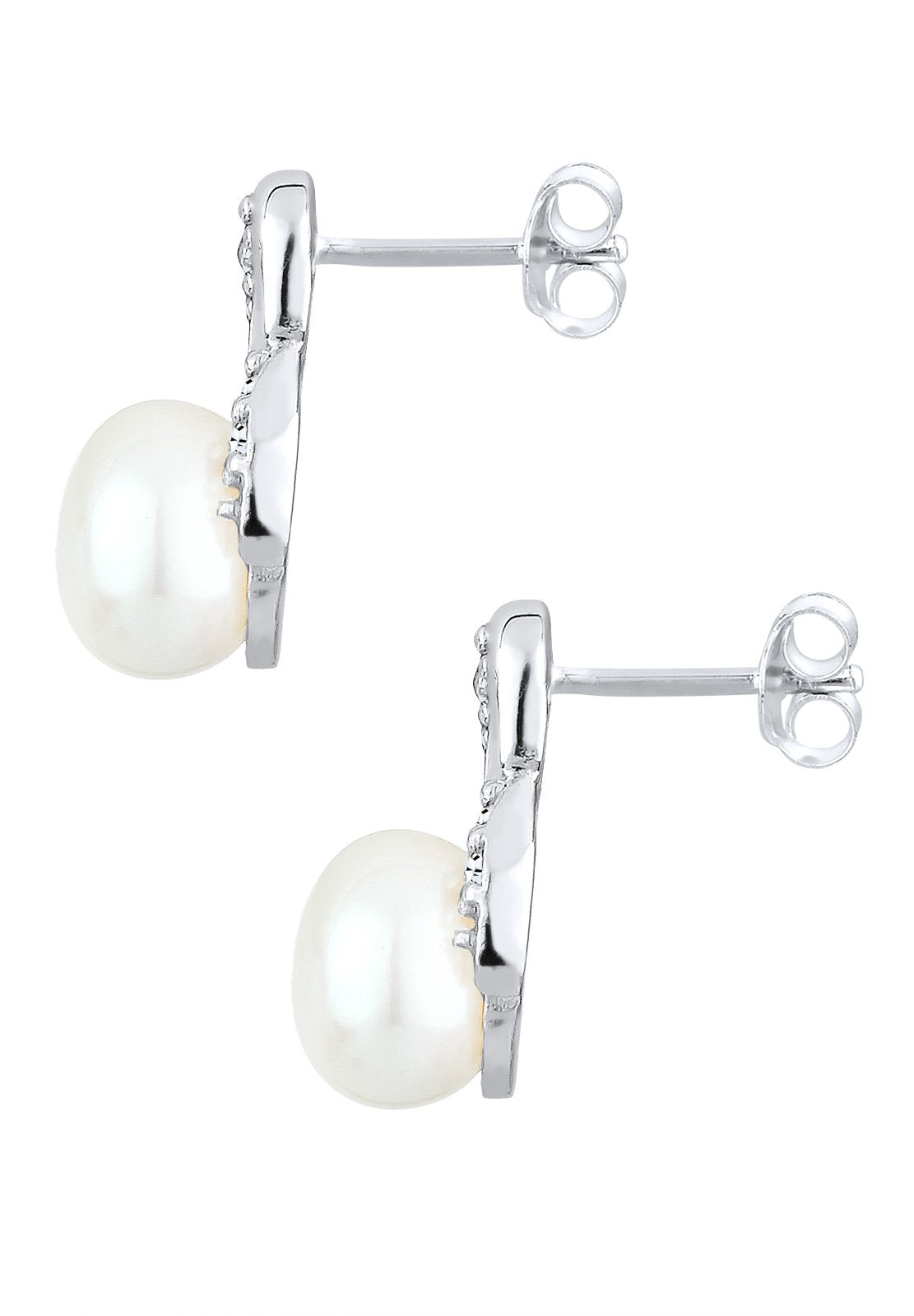 Elli Ohrringe Damen Ohrstecker Infinity Elegant mit Süßwasserzuchtperle und Kristallen in 925 Sterling Silber