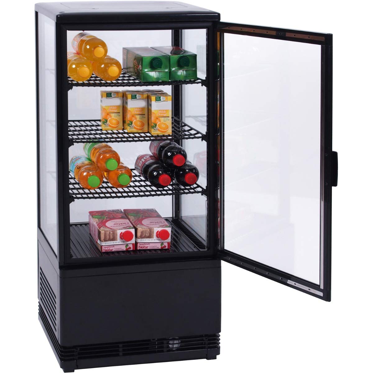ZORRO - Kühlvitrine schwarz Kuchenvitrine Gastro - 80 Liter - R600A - 4-Seitig Doppelverglast