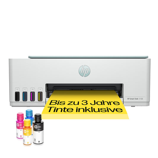 HP Smart Tank 5108 3-in-1 Multifunktionsdrucker, 20€ Cashback (WLAN; Mobiles Drucken) – 3 Jahre Tinte inklusive, 3 Jahre Garantie, großer Tintentank, hohe Reichweite, Drucken in hoher Qualität