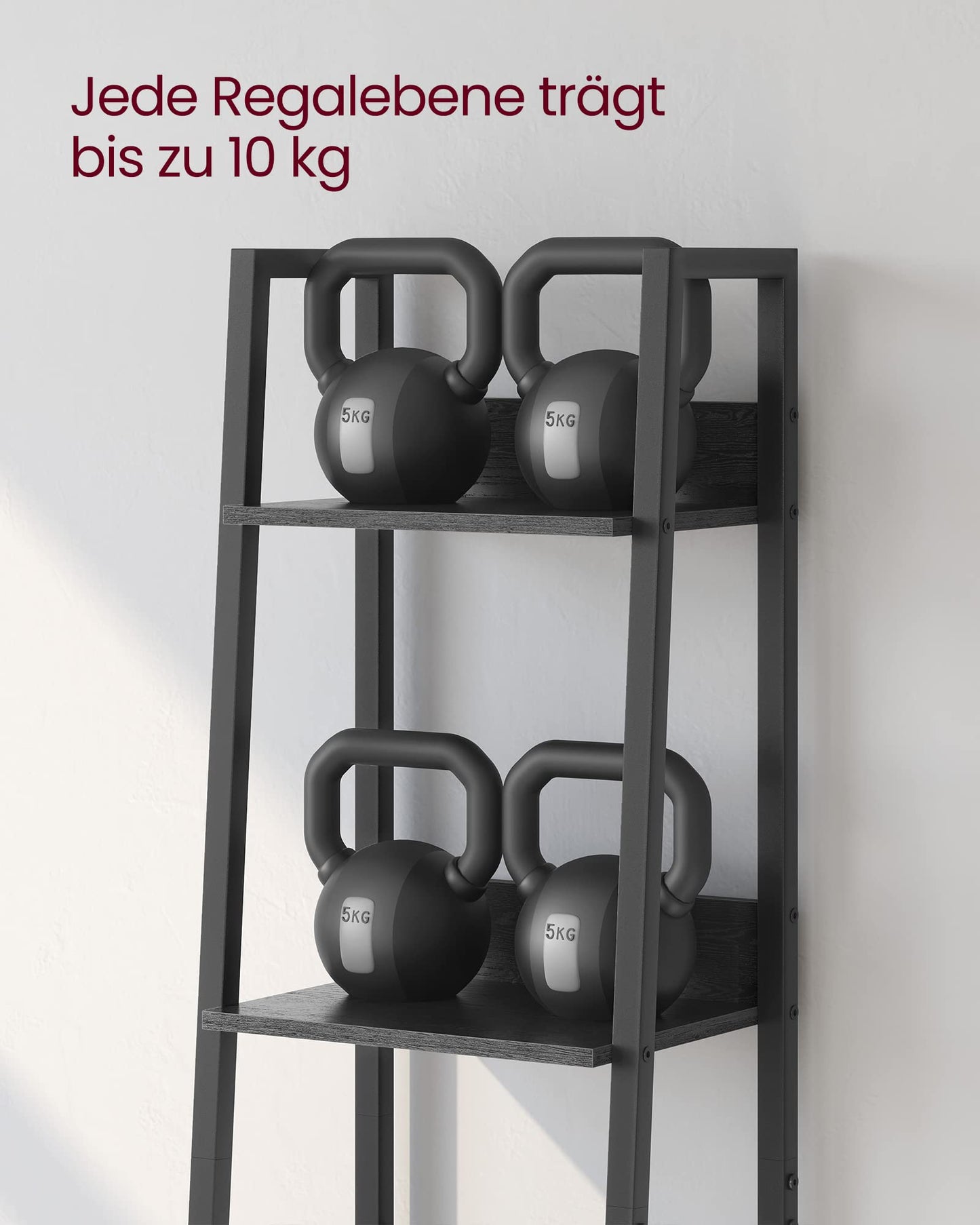 VASAGLE Bücherregal 4 Ebenen im Industriestil, Schwarze Holzoptik und Schwarz, 30 x 33,8 x 170 cm für Wohnzimmer und Büro
