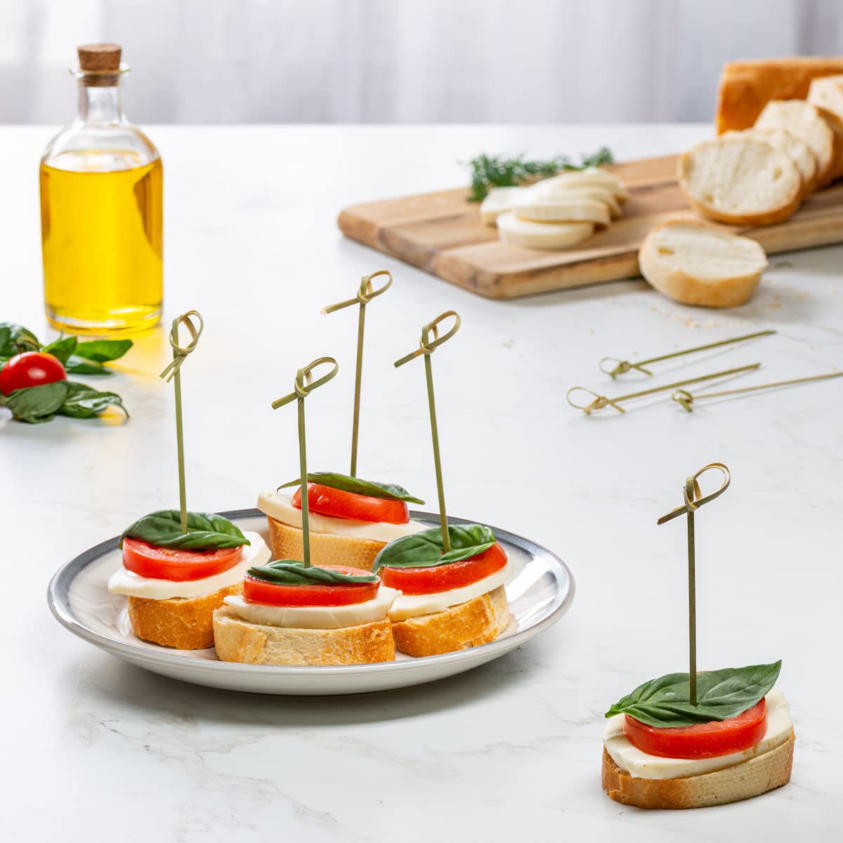 [500 Stück] Bambus-Knoten-Picker – 12,9 cm Vorspeisen, Sandwich, und Cocktail-Getränke, Spieß Zahnstocher