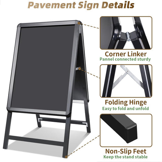 NewZeal Kundenstopper A1 beidseitig Plakatständer, Double Sided Display A-Board Poster Stand Sign Holder for Advertising, Black Coated Steel Metal Boards