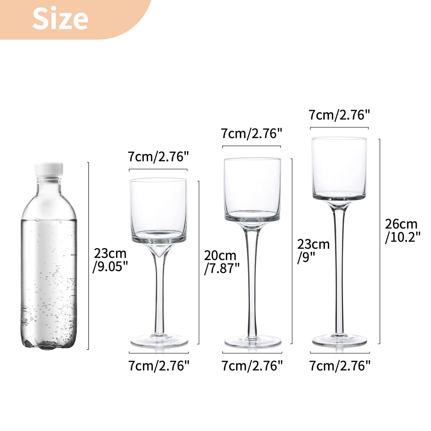 Nuptio 6 Sätze (18 Stück)Teelicht-kerzenhalter Glas-kerzenhalter Teelichthalter Hohe Elegante Kerzenständer Säule für Hochzeit Zu Hause Weihnachts-kaminsims-partys Tischdekoration Einweihungsgeschenk