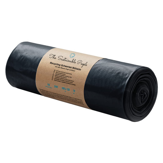 TSP Schwerlast Müllsäcke 240L - aus mind. 90% Post-Consumer-Abfällen (PE) - Blauer Engel zertifiziert - 10er Rolle - extrem reißfest (70 μm) - 1000x1250 mm - ideal für Renovierung und Gewerbe-Abfälle