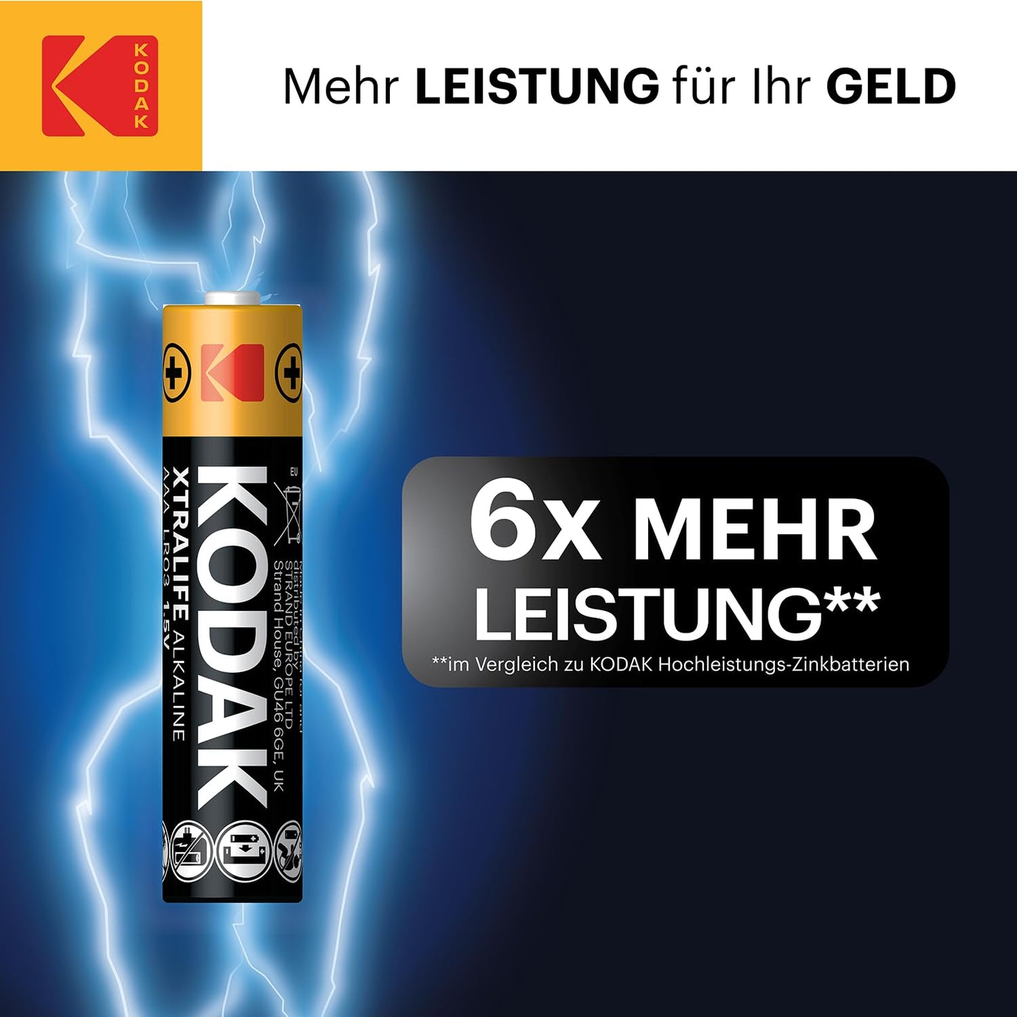 Kodak | AAA-Batterien | Triple-A-Batterien | Einweg-Batterien |Alkalibatterie, 1,5 V | 60 Stück