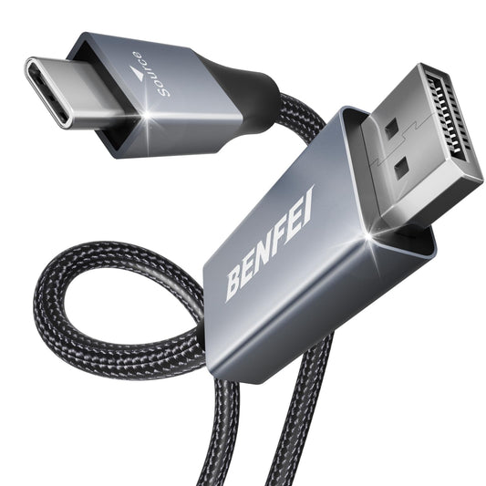 BENFEI USB C auf DisplayPort Kabel 0,9M (4K@144Hz/120Hz/60HZ, 2K@240Hz/144Hz), USB Typ C (Thunderbolt 5/4/3) zu DisplayPort Kabel für iPhone 15 Pro/Max MacBook Pro/Air 2023 iPad Pro iMac S23 XPS 17