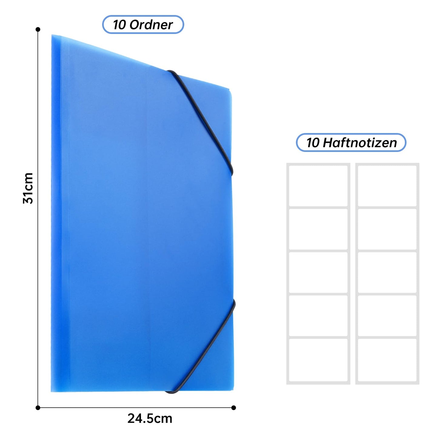 FRETONBA Postmappe A4 Schule, Sammelmappe 10 Stück, Eckspannermappe Elastische Bandbefestigung, Schnellhefter a4 PP-Material Robust und Langlebig, Dokumentenmappe a4 FTB