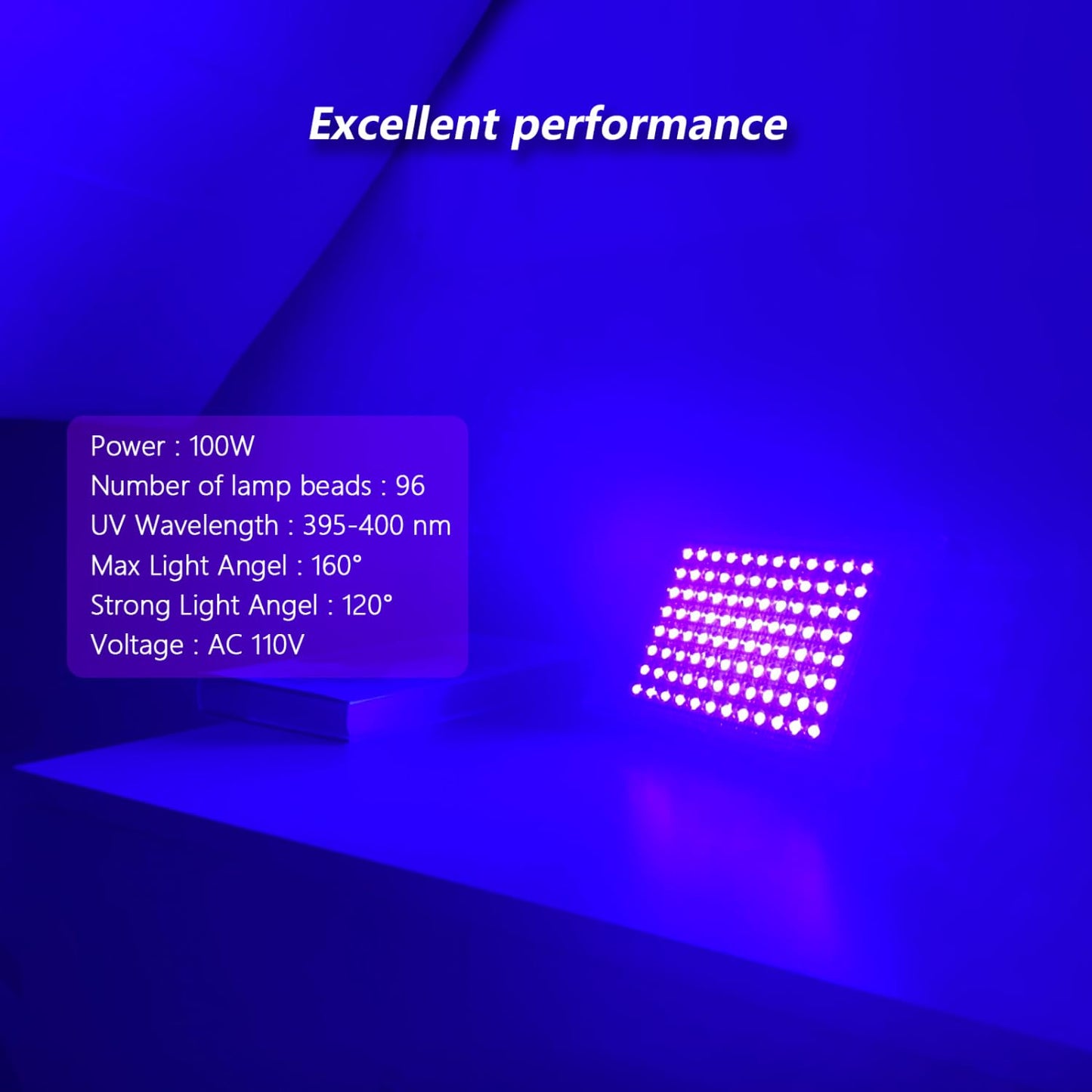 Glostars 100W LED UV Schwarzlicht Strahler, Schwarzlichtlampe, IP66 Wasserdicht, 395-400nm UV Partylicht mit Schalter für Bar, Partyzubehör, Schwarzlicht Deko, Bühnenbeleuchtung (1 Packung