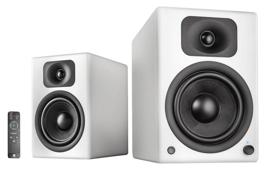 wavemaster TWO PRO white – Regallautsprecher-System (110 Watt) mit Bluetooth-Streaming, digitalen Anschlüssen und IR-Fernbedienung Aktiv-Boxen Nutzung für TV/Tablet/Smartphone, mattweiß (66351)