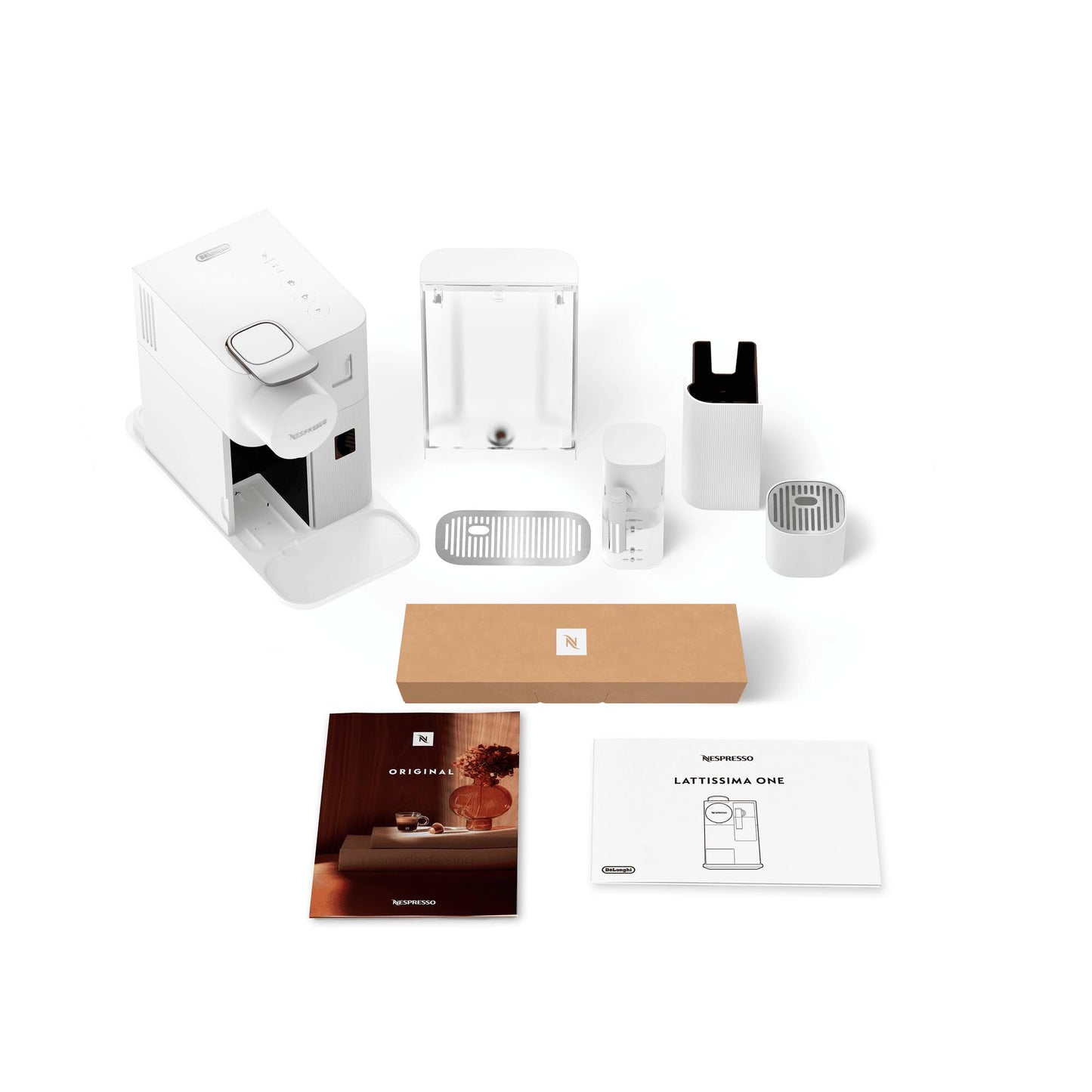 De’Longhi Nespresso Lattissima One Kapselmaschine, Porzellanweiß, EN510.W, One-Touch-Milchsystem, für Espresso, Cappuccino und Latte Macchiato