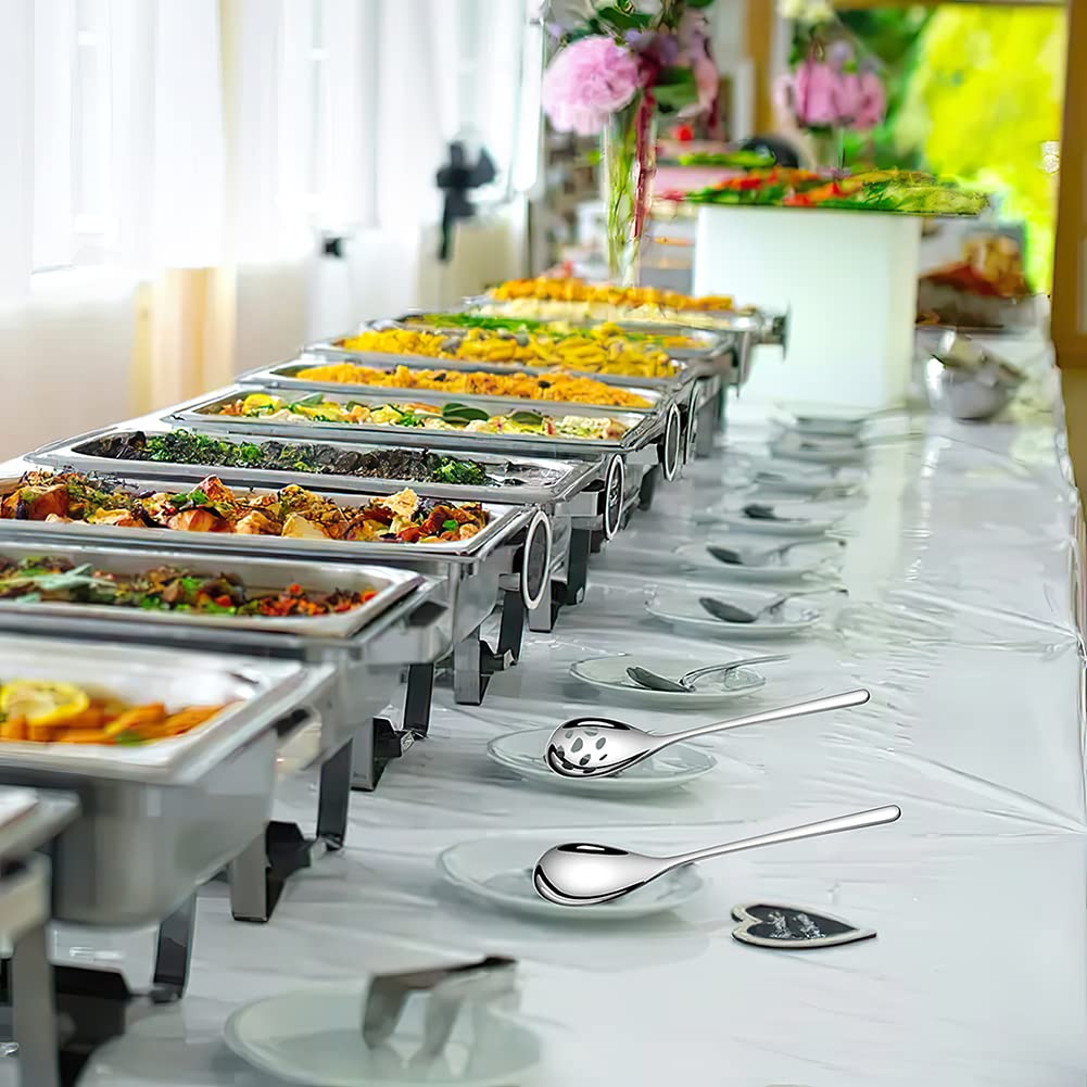 Schlitzlöffel Servierlöffel, 23,6 cm Edelstahl Salat-Servierlöffel, Nützlich Fortschrittlicher Skimmer, Großes Besteck-Set für Buffet, Party, Bankett, Kochen, Küche, 6er-Set